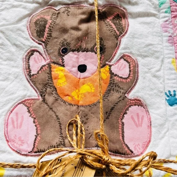 44”x54” Homemade Kids Cotton Quilt, Teddy BearQuilt Blanket.